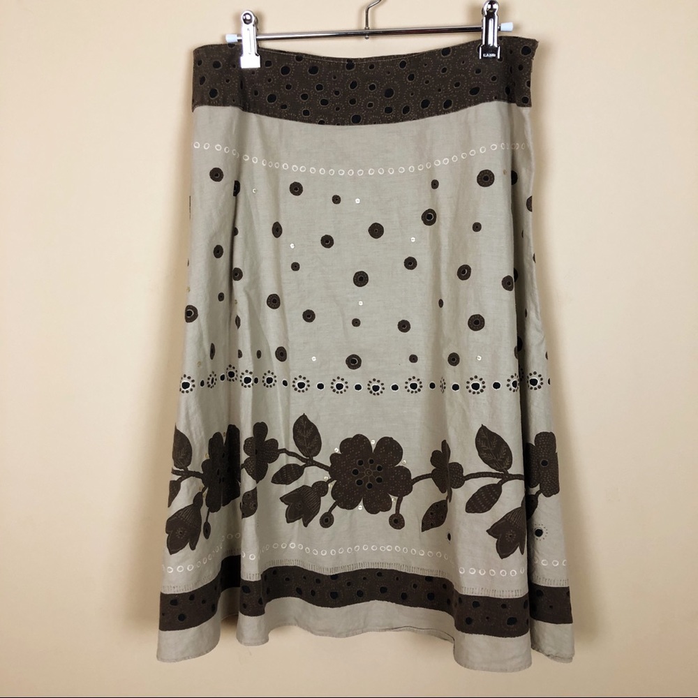 Vintage Liz Claiborne Tan Bohemian Flared Skirt